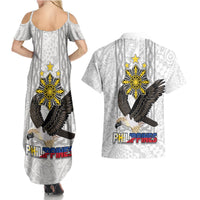 Philippines Eagle Week Couples Matching Summer Maxi Dress and Hawaiian Shirt Polynesian Pattern Barong Style LT03 - Polynesian Pride