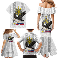 Philippines Eagle Week Family Matching Mermaid Dress and Hawaiian Shirt Polynesian Pattern Barong Style