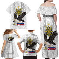 Philippines Eagle Week Family Matching Off Shoulder Maxi Dress and Hawaiian Shirt Polynesian Pattern Barong Style