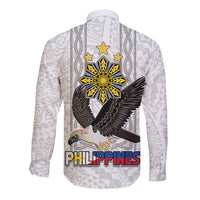 Philippines Eagle Week Long Sleeve Button Shirt Polynesian Pattern Barong Style