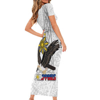 Philippines Eagle Week Short Sleeve Bodycon Dress Polynesian Pattern Barong Style