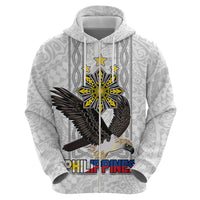 Philippines Eagle Week Zip Hoodie Polynesian Pattern Barong Style