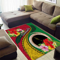 Vanuatu Tribal Boar Tusk Area Rug Tropical Plants with Namele and Melanesian Pattern