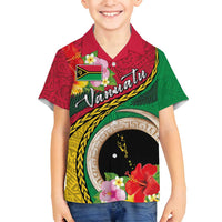 Vanuatu Tribal Boar Tusk Family Matching Summer Maxi Dress and Hawaiian Shirt Tropical Plants with Namele and Melanesian Pattern