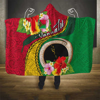 Vanuatu Tribal Boar Tusk Hooded Blanket Tropical Plants with Namele and Melanesian Pattern LT03 - Polynesian Pride
