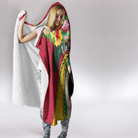 Vanuatu Tribal Boar Tusk Hooded Blanket Tropical Plants with Namele and Melanesian Pattern LT03 - Polynesian Pride
