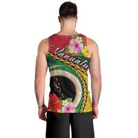 Vanuatu Tribal Boar Tusk Men Tank Top Tropical Plants with Namele and Melanesian Pattern LT03 - Polynesian Pride