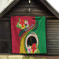 Vanuatu Tribal Boar Tusk Quilt Tropical Plants with Namele and Melanesian Pattern