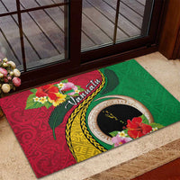 Vanuatu Tribal Boar Tusk Rubber Doormat Tropical Plants with Namele and Melanesian Pattern LT03 - Polynesian Pride