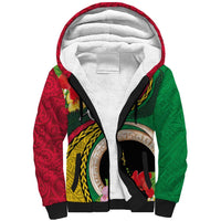 Vanuatu Tribal Boar Tusk Sherpa Hoodie Tropical Plants with Namele and Melanesian Pattern LT03 Unisex Red - Polynesian Pride