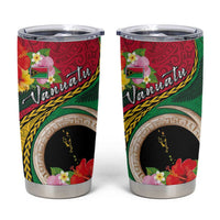 Vanuatu Tribal Boar Tusk Tumbler Cup Tropical Plants with Namele and Melanesian Pattern