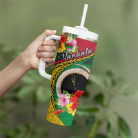 Vanuatu Tribal Boar Tusk Tumbler With Handle Tropical Plants with Namele and Melanesian Pattern