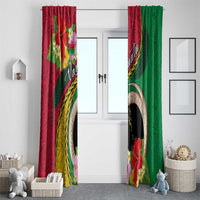 Vanuatu Tribal Boar Tusk Window Curtain Tropical Plants with Namele and Melanesian Pattern