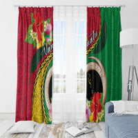 Vanuatu Tribal Boar Tusk Window Curtain Tropical Plants with Namele and Melanesian Pattern