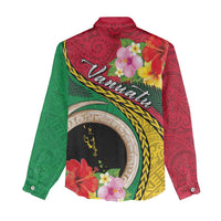 Vanuatu Tribal Boar Tusk Women Casual Shirt Tropical Plants with Namele and Melanesian Pattern