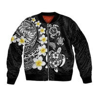 Hawaiian Plumeria Turtles Bomber Jacket Polynesian Art Tattoo