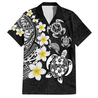 Hawaiian Plumeria Turtles Family Matching Off The Shoulder Long Sleeve Dress and Hawaiian Shirt Polynesian Art Tattoo