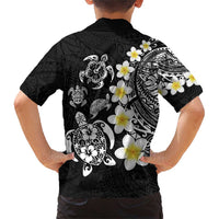 Hawaiian Plumeria Turtles Family Matching Short Sleeve Bodycon Dress and Hawaiian Shirt Polynesian Art Tattoo