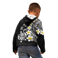 Hawaiian Plumeria Turtles Kid Hoodie Polynesian Art Tattoo