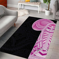 Samoan Art Tattoo Polynesian Pattern Area Rug Pink Out Color