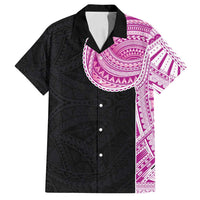 Samoan Art Tattoo Polynesian Pattern Family Matching Puletasi and Hawaiian Shirt Pink Out Color