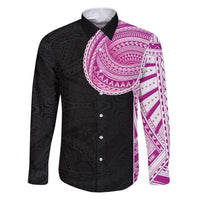 Samoan Art Tattoo Polynesian Pattern Family Matching Puletasi and Hawaiian Shirt Pink Out Color