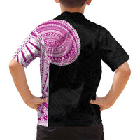 Samoan Art Tattoo Polynesian Pattern Family Matching Summer Maxi Dress and Hawaiian Shirt Pink Out Color