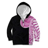 Samoan Art Tattoo Polynesian Pattern Kid Hoodie Pink Out Color