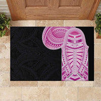 Samoan Art Tattoo Polynesian Pattern Rubber Doormat Pink Out Color LT03 Black - Polynesian Pride
