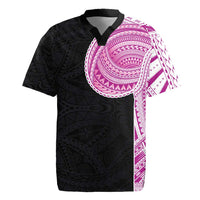 Samoan Art Tattoo Polynesian Pattern Rugby Jersey Pink Out Color LT03 Black - Polynesian Pride