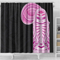 Samoan Art Tattoo Polynesian Pattern Shower Curtain Pink Out Color