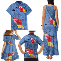 Bula Fiji Hibiscus and Plumeria Flowers Family Matching Tank Maxi Dress and Hawaiian Shirt Tapa Tattoo Polynesian Pattern
