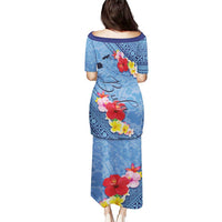 Bula Fiji Hibiscus and Plumeria Flowers Puletasi Tapa Tattoo Polynesian Pattern