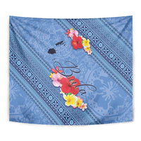 Bula Fiji Hibiscus and Plumeria Flowers Tapestry Tapa Tattoo Polynesian Pattern