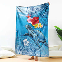 Hawaii Sea Turtle and Tropical Flowers Blanket Polynesian Tattoo Undersea Vibe LT03 - Polynesian Pride
