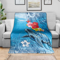 Hawaii Sea Turtle and Tropical Flowers Blanket Polynesian Tattoo Undersea Vibe LT03 - Polynesian Pride