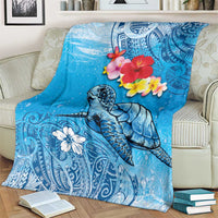 Hawaii Sea Turtle and Tropical Flowers Blanket Polynesian Tattoo Undersea Vibe LT03 - Polynesian Pride