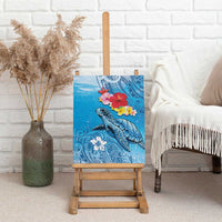 Hawaii Sea Turtle and Tropical Flowers Canvas Wall Art Polynesian Tattoo Undersea Vibe LT03 - Polynesian Pride