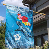 Hawaii Sea Turtle and Tropical Flowers Garden Flag Polynesian Tattoo Undersea Vibe LT03 - Polynesian Pride
