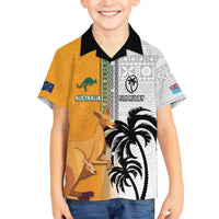 Custom Fiji and Australia Rugby Family Matching Puletasi and Hawaiian Shirt Aboriginal and Fijian Masi Pattern