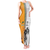 Custom Fiji and Australia Rugby Tank Maxi Dress Aboriginal and Fijian Masi Pattern