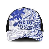 American Samoa Pago Pago Aeto Baseball Net Cap Wingstyle Blue-White Color LT03 One Size Black White - Polynesian Pride