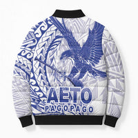 Samoa Pago Pago Aeto Bomber Puffer Jacket Wingstyle Blue-White Color - Polynesian Pride