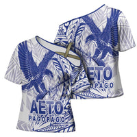 Samoa Pago Pago Aeto Cross Shoulder Shirt Wingstyle Blue-White Color - Polynesian Pride