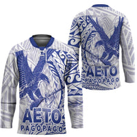 American Samoa Pago Pago Aeto Hockey Jersey Wingstyle Blue-White Color LT03 - Polynesian Pride