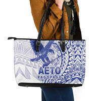 American Samoa Pago Pago Aeto Leather Tote Bag Wingstyle Blue-White Color LT03 - Polynesian Pride