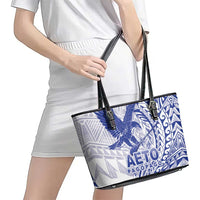 American Samoa Pago Pago Aeto Leather Tote Bag Wingstyle Blue-White Color LT03 - Polynesian Pride