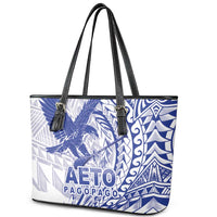 American Samoa Pago Pago Aeto Leather Tote Bag Wingstyle Blue-White Color LT03 - Polynesian Pride