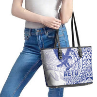 American Samoa Pago Pago Aeto Leather Tote Bag Wingstyle Blue-White Color LT03 - Polynesian Pride