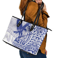 American Samoa Pago Pago Aeto Leather Tote Bag Wingstyle Blue-White Color LT03 - Polynesian Pride